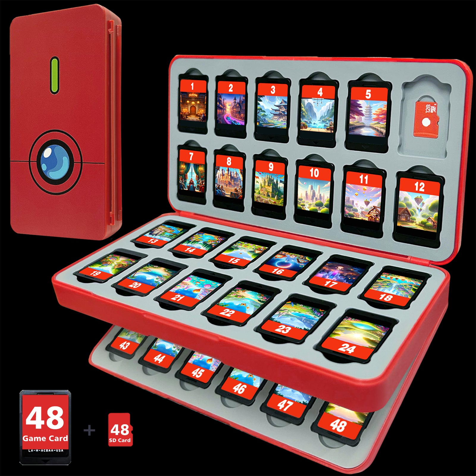 נרתיק אחסון ל-48 כרטיסי משחק&nbsp;Switch Game Storage with 48 Card Slots&nbsp;מבית FUNLAB