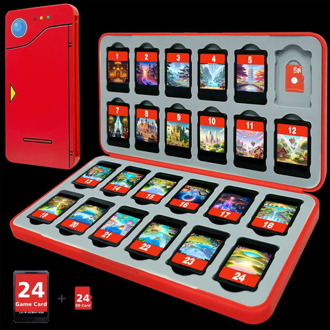 FUNLAB Switch Game Storage with 24 Card Slots - Red