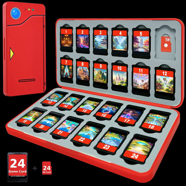 FUNLAB Switch Game Storage with 24 Card Slots - Red